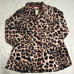 Soma Animal Print Pajama Top with Red Trim